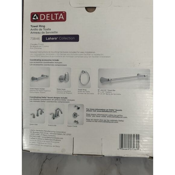Delta Lahara Chrome Towel Ring & Toilet Paper Roll Open Box 73846 and 73850 - Picture 7 of 8